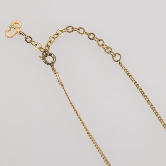 Christian Dior Rhinestone Necklace metal Gold Tone Auth 204224