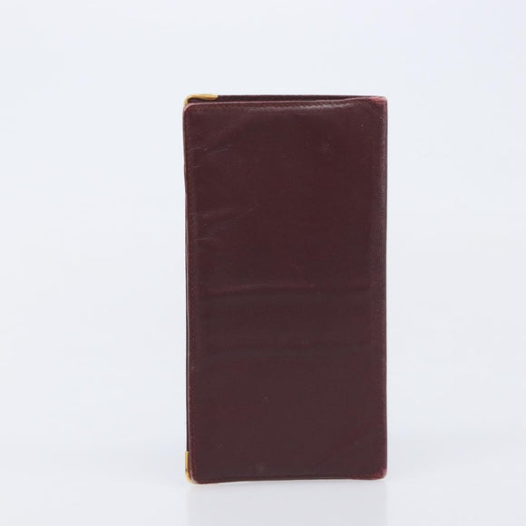 Cartier Must Line Wallet Leather 4 Set Bordeaux Auth 204233