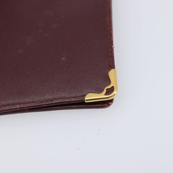 Cartier Must Line Wallet Leather 4 Set Bordeaux Auth 204233