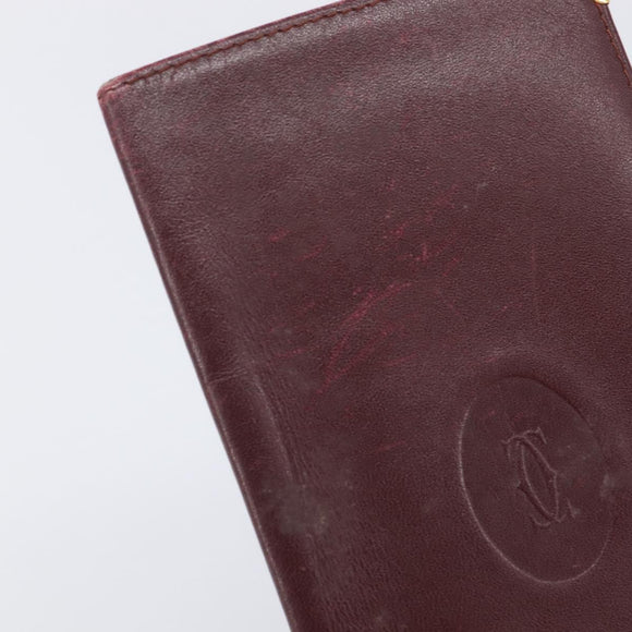 Cartier Must Line Wallet Leather 4 Set Bordeaux Auth 204233