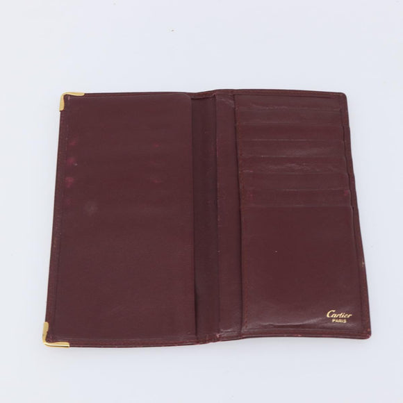 Cartier Must Line Wallet Leather 4 Set Bordeaux Auth 204233