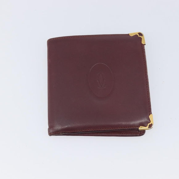 Cartier Must Line Wallet Leather 4 Set Bordeaux Auth 204233