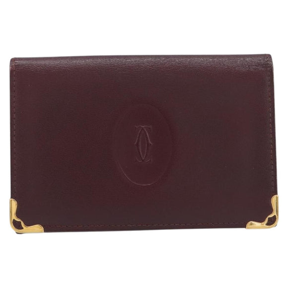 Cartier Must Line Wallet Leather 4 Set Bordeaux Auth 204233