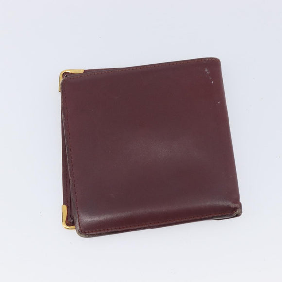 Cartier Must Line Wallet Leather 4 Set Bordeaux Auth 204233