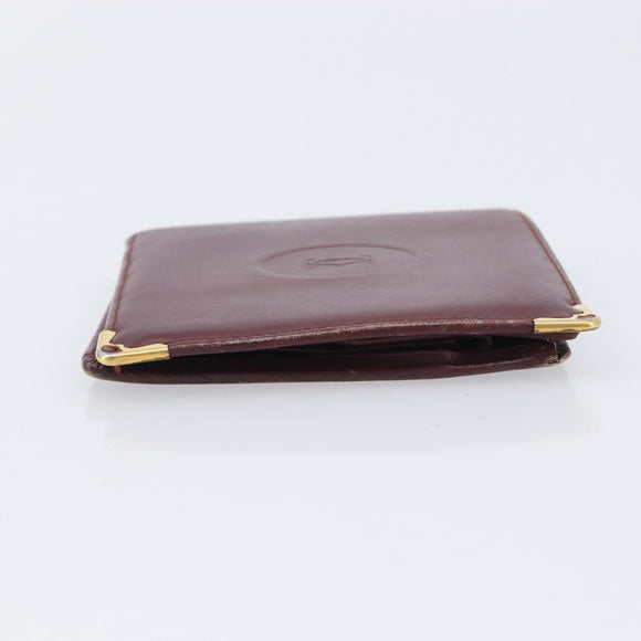 Cartier Must Line Wallet Leather 4 Set Bordeaux Auth 204233