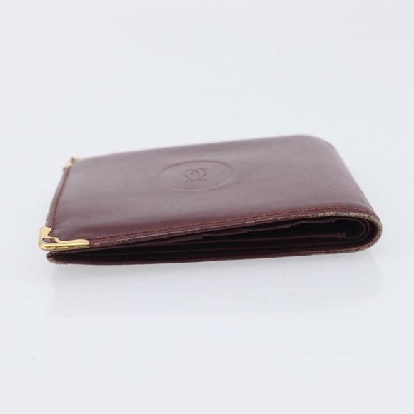 Cartier Must Line Wallet Leather 4 Set Bordeaux Auth 204233