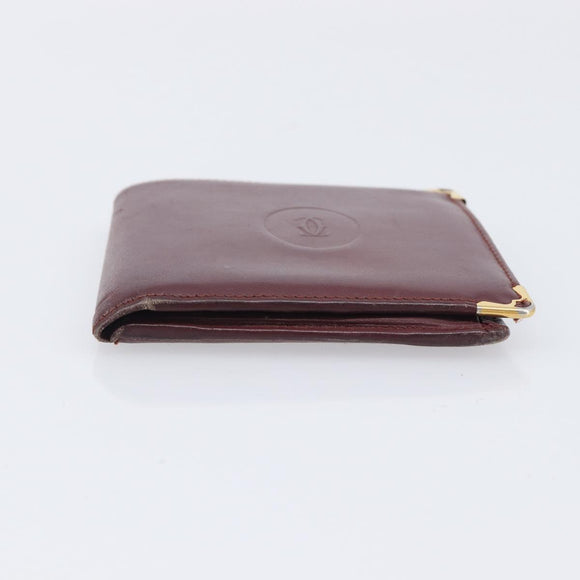 Cartier Must Line Wallet Leather 4 Set Bordeaux Auth 204233