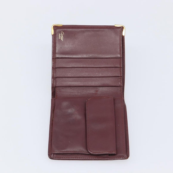 Cartier Must Line Wallet Leather 4 Set Bordeaux Auth 204233