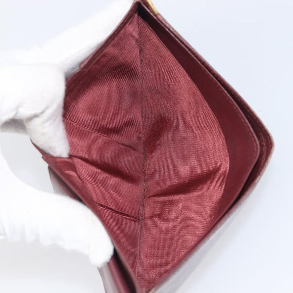Cartier Must Line Wallet Leather 4 Set Bordeaux Auth 204233