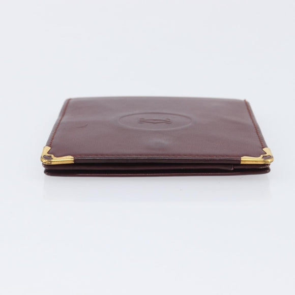 Cartier Must Line Wallet Leather 4 Set Bordeaux Auth 204233