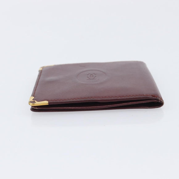 Cartier Must Line Wallet Leather 4 Set Bordeaux Auth 204233
