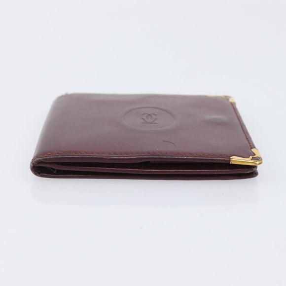 Cartier Must Line Wallet Leather 4 Set Bordeaux Auth 204233