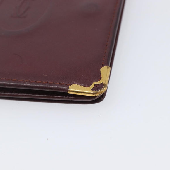 Cartier Must Line Wallet Leather 4 Set Bordeaux Auth 204233