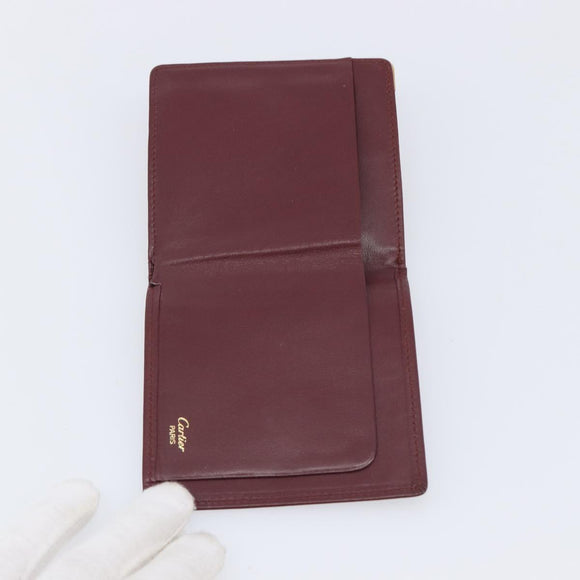 Cartier Must Line Wallet Leather 4 Set Bordeaux Auth 204233