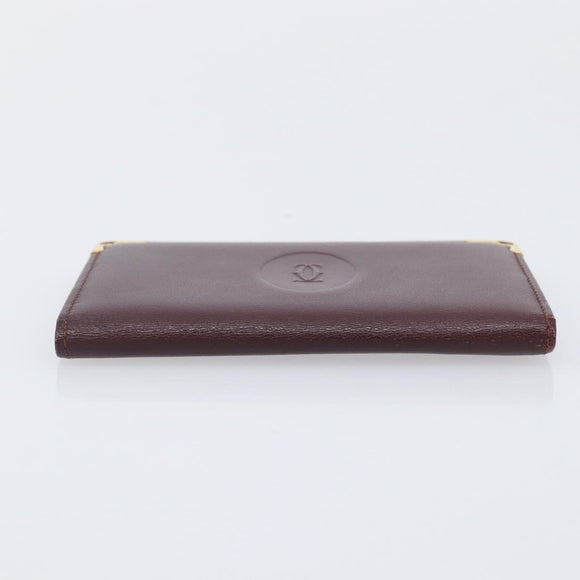 Cartier Must Line Wallet Leather 4 Set Bordeaux Auth 204233