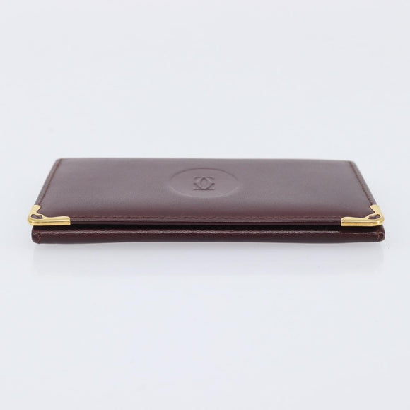 Cartier Must Line Wallet Leather 4 Set Bordeaux Auth 204233
