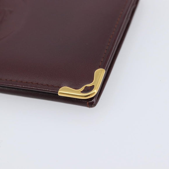 Cartier Must Line Wallet Leather 4 Set Bordeaux Auth 204233