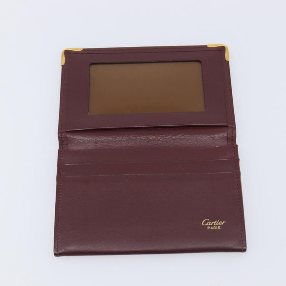 Cartier Must Line Wallet Leather 4 Set Bordeaux Auth 204233