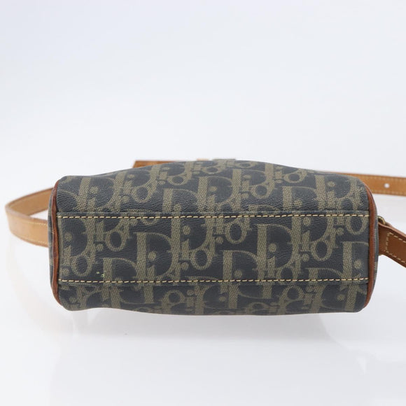 Christian Dior Trotter Canvas Shoulder Bag PVC Green Gold Auth 204234