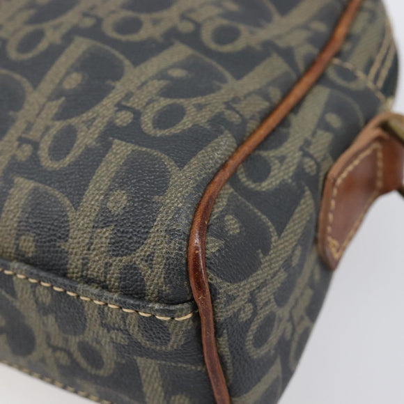 Christian Dior Trotter Canvas Shoulder Bag PVC Green Gold Auth 204234
