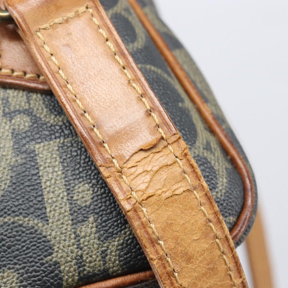 Christian Dior Trotter Canvas Shoulder Bag PVC Green Gold Auth 204234