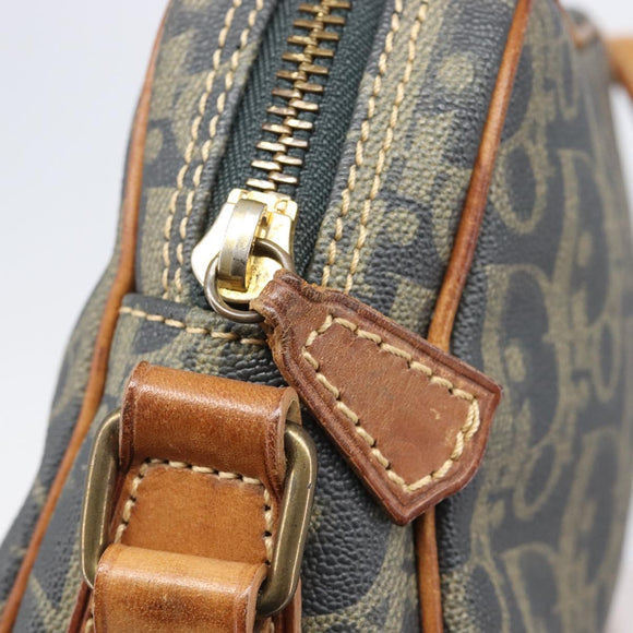 Christian Dior Trotter Canvas Shoulder Bag PVC Green Gold Auth 204234