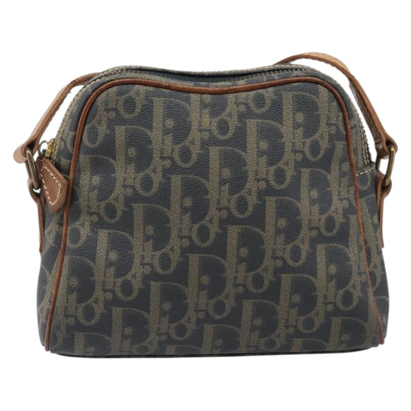 Christian Dior Trotter Canvas Shoulder Bag PVC Green Gold Auth 204234