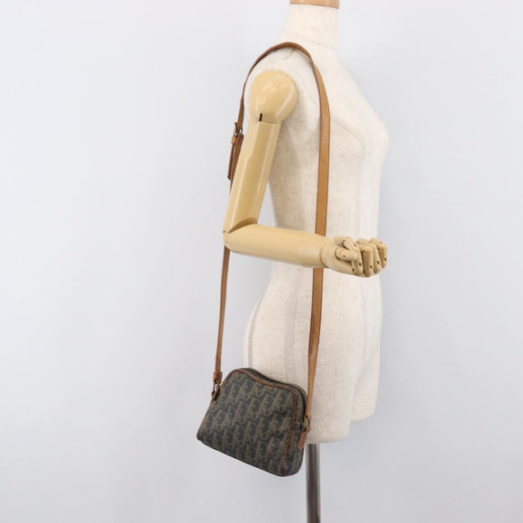 Christian Dior Trotter Canvas Shoulder Bag PVC Green Gold Auth 204234