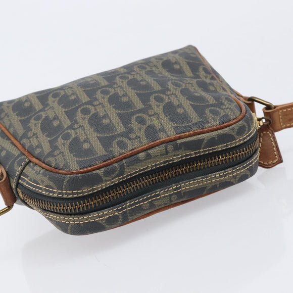 Christian Dior Trotter Canvas Shoulder Bag PVC Green Gold Auth 204234
