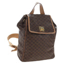 CELINE Macadam Canvas Backpack PVC Leather Brown Gold Auth 204235-1