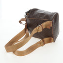 CELINE Macadam Canvas Backpack PVC Leather Brown Gold Auth 204235-11