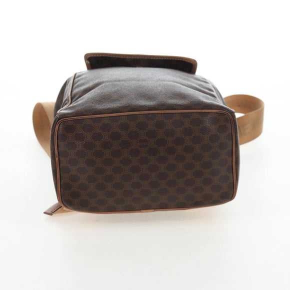 CELINE Macadam Canvas Backpack PVC Leather Brown Gold Auth 204235