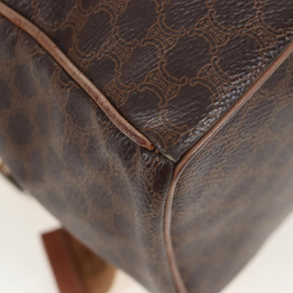 CELINE Macadam Canvas Backpack PVC Leather Brown Gold Auth 204235