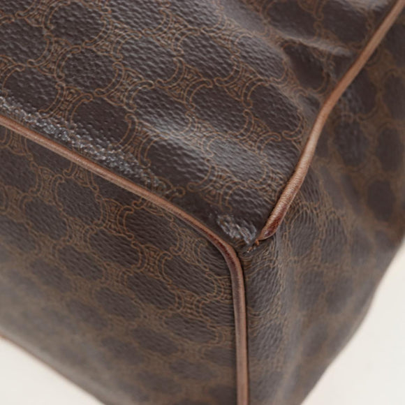 CELINE Macadam Canvas Backpack PVC Leather Brown Gold Auth 204235