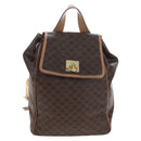 CELINE Macadam Canvas Backpack PVC Leather Brown Gold Auth 204235-2