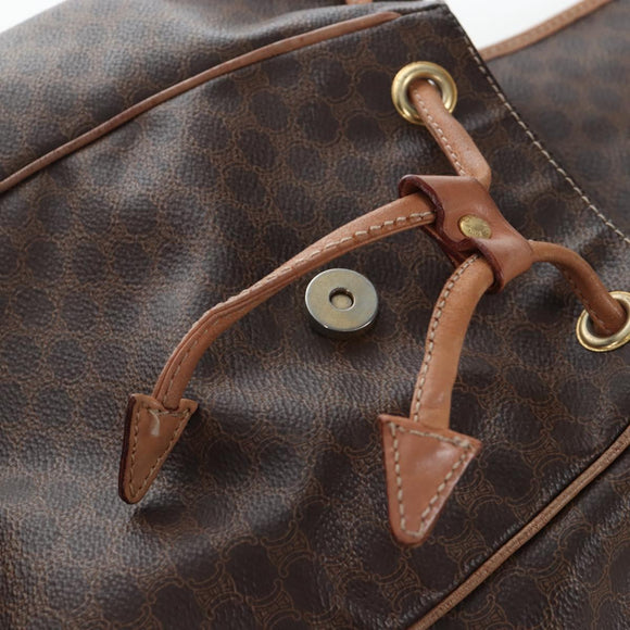 CELINE Macadam Canvas Backpack PVC Leather Brown Gold Auth 204235