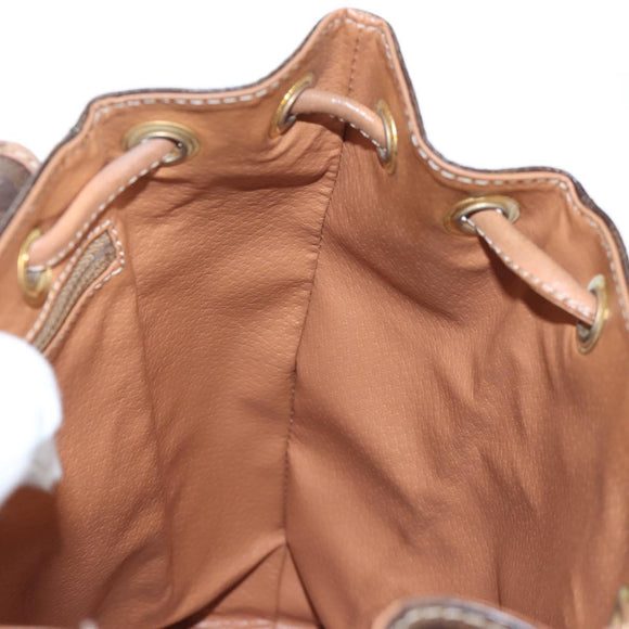 CELINE Macadam Canvas Backpack PVC Leather Brown Gold Auth 204235