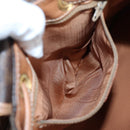 CELINE Macadam Canvas Backpack PVC Leather Brown Gold Auth 204235-30