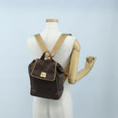 CELINE Macadam Canvas Backpack PVC Leather Brown Gold Auth 204235-31