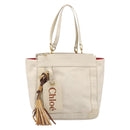 Chloe Eden Small Tote Bag Leather White Gold Auth 204236-13