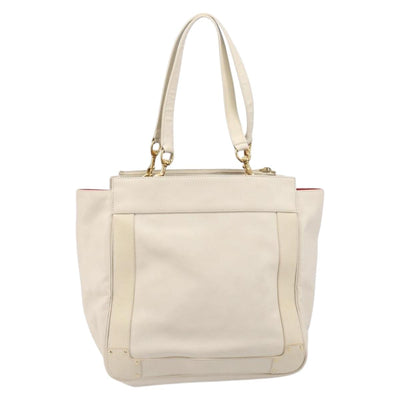 Chloe Eden Small Tote Bag Leather White Gold Auth 204236 - 0