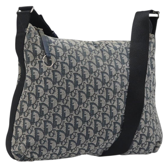 Christian Dior Trotter Canvas Shoulder Bag Navy Silver Auth 204237