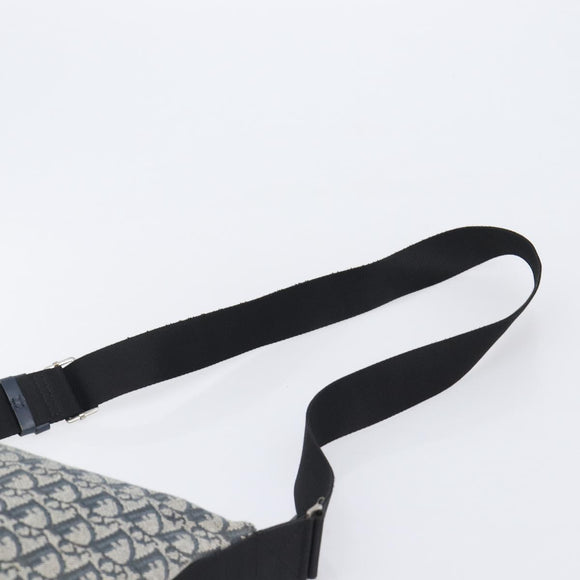 Christian Dior Trotter Canvas Shoulder Bag Navy Silver Auth 204237