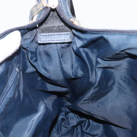 Christian Dior Trotter Canvas Shoulder Bag Navy Silver Auth 204237