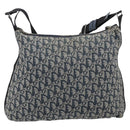 Christian Dior Trotter Canvas Shoulder Bag Navy Silver Auth 204237-3