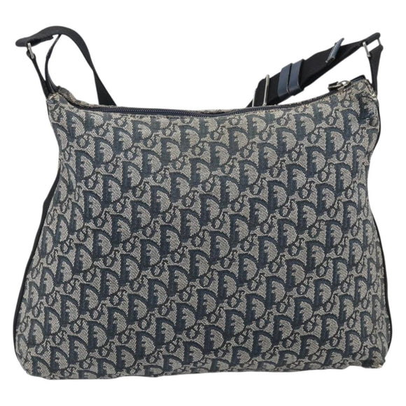 Christian Dior Trotter Canvas Shoulder Bag Navy Silver Auth 204237