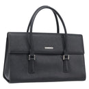 BURBERRY Hand Bag Leather Black Silver Auth 204238-1