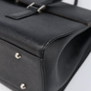BURBERRY Hand Bag Leather Black Silver Auth 204238-9