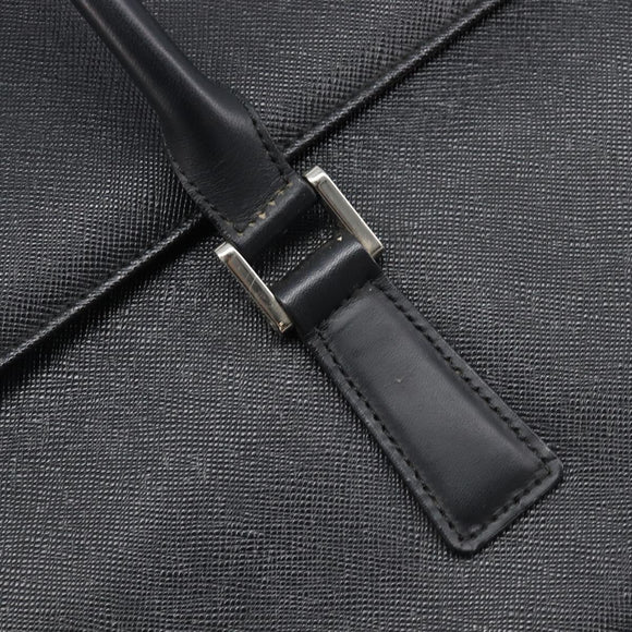 BURBERRY Hand Bag Leather Black Silver Auth 204238