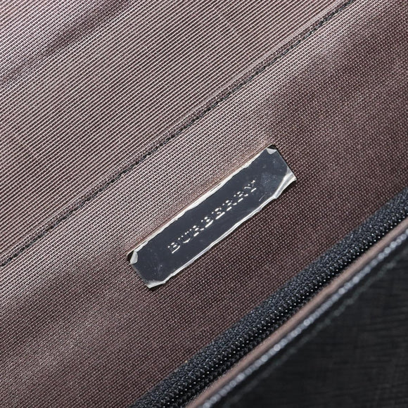 BURBERRY Hand Bag Leather Black Silver Auth 204238